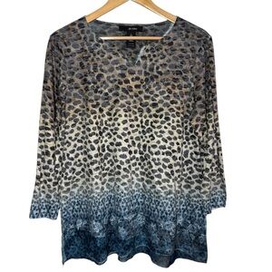 Ali Miles Tunic Blouse Women Large Multicolor Leopard Print Animal Abstract Art